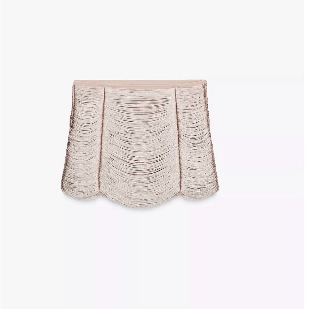 Zara champagne fringed skirt XS NWT - Picture 2 of 4